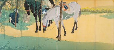 木島櫻谷《駅路之春》（右隻）大正2年(1913)　福田美術館
